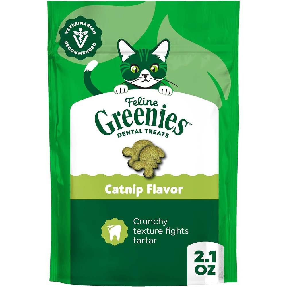 image:imageGreenies Feline Natural Dental Cat Treats Catnip Flavor 21 oz  1 veterinarianrecommended 36 less tartar in 28 days cleans to gumline crunchy texture natural ingredients21 Ounce Pack of 1