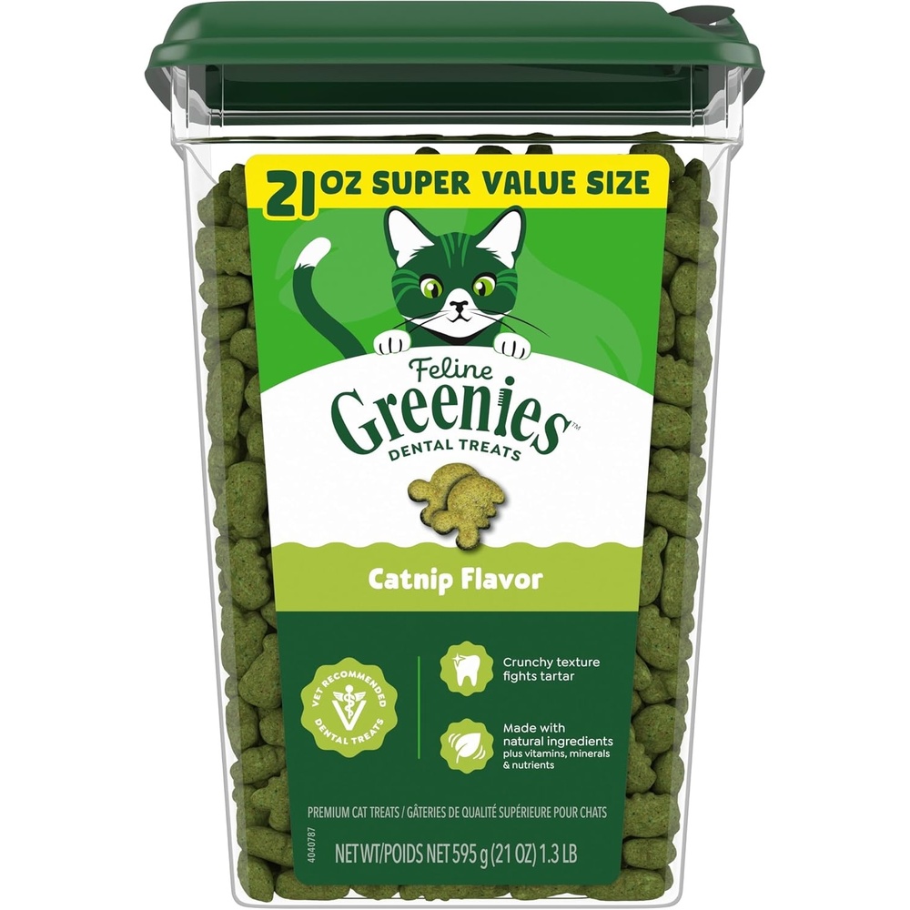 image:imageGreenies Feline Natural Dental Cat Treats Catnip Flavor 21 oz  1 veterinarianrecommended 36 less tartar in 28 days cleans to gumline crunchy texture natural ingredients131 Pound Pack of 1