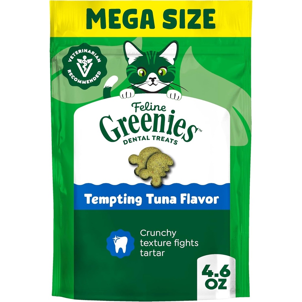 image:imageGreenies Feline Natural Dental Cat Treats Tempting Tuna Flavor 46 oz  1 veterinarianrecommended 36 less tartar in 28 days cleans to gumline crunchy texture natural ingredients46 Ounce Pack of 1