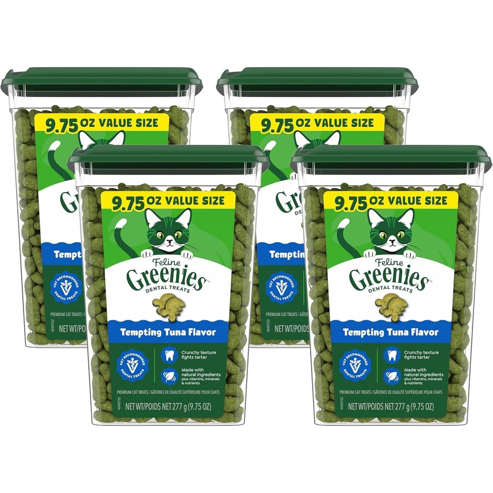 image:imageGreenies Feline Natural Dental Cat Treats Tempting Tuna Flavor 46 oz  1 veterinarianrecommended 36 less tartar in 28 days cleans to gumline crunchy texture natural ingredients975 Ounce Pack of 4