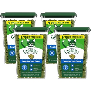 Greenies Feline Natural Dental Cat Treats, Tempting Tuna Flavor, 4.6 oz | #1 veterinarian-recommended, 36% less tartar in 28 days, cleans to gumline, crunchy texture, natural ingredients(9.75 Ounce (Pack of 4))