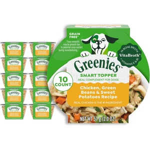 Greenies Smart Topper Wet Dog Food Complement, Chicken Pack, 2 oz, 20 ct | Grain-free, Chicken & Beef recipes, Bone Broth, Vitamin E immune support, no corn, wheat, soy, serve as topper or snack(Chicken  Green Beans  & Sweet Potato)