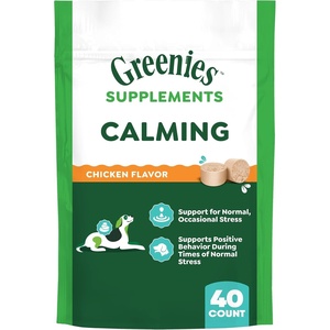 Greenies Supplements Calming Chews for Dogs, Chicken Flavor, 40 Count | L-Tryptophan & L-Theanine, supports positive behavior, made in USA, NASC Quality Seal, real chicken, no fillers(Chicken)