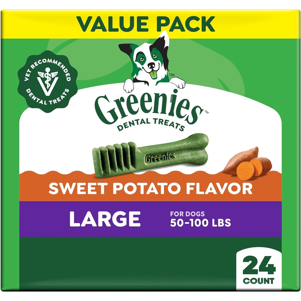 image:imageGreenies Large Natural Dental Dog Treats Blueberry Flavor 8 Count  Veterinarianrecommended for dogs 50100 lbs promotes oral health amp fresh breath 12 oz Pack clinically proven no fillersSweet Potato