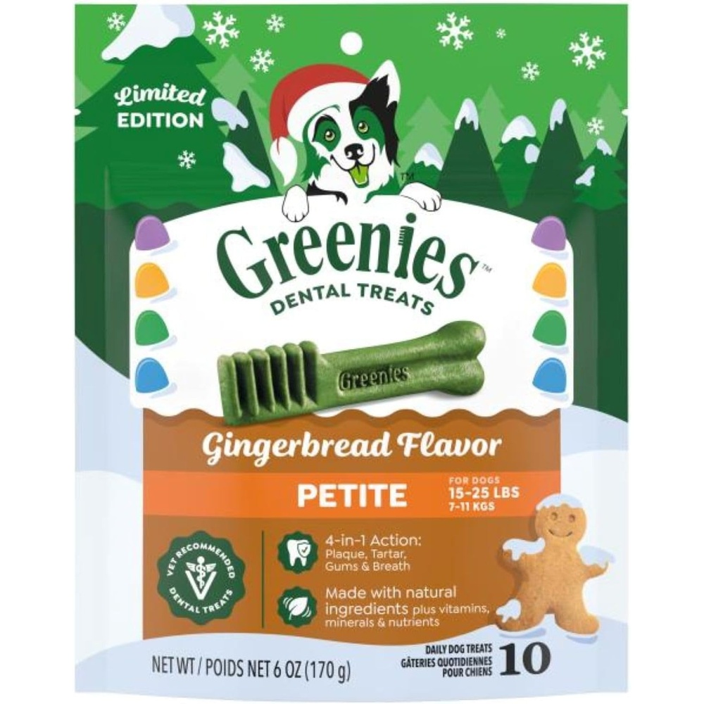 image:imageGreenies Petite Dental Dog Treats Flavor Variety Pack 60 Count  Vetrecommended Original Blueberry amp Sweet Potato flavors 47 less tartar amp 40 less plaque in 28 days for dogs 1525 lbsGingerbread