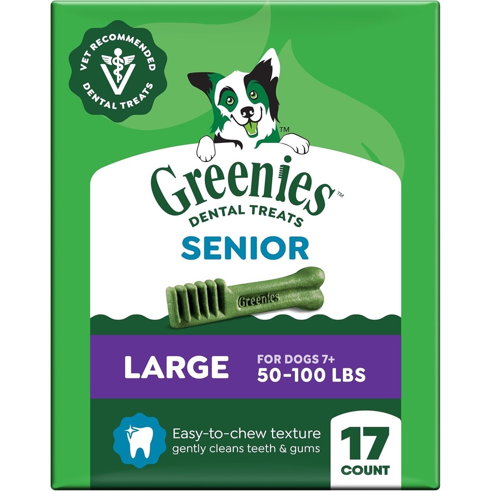 image:imageGreenies Senior Petite Size Adult Natural Dental Dog Treats 45 Count  Veterinarianrecommended controls plaque amp tartar freshens breath for dogs 7 weighing 1525 lb 27 oz PackAging Care