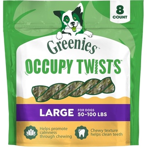 Greenies Occupy Twists Large Breed Dog Treats, Chicken Flavor, 8 Count | For dogs 50-100 lbs, promotes calmness through chewing, rawhide-free, helps clean teeth & healthy gums, 17.1 oz. Pack(8 Count (Pack of 1))