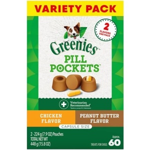 Greenies Pill Pockets Large Size Dog Treats, Chicken, 15.8 oz | Vet-recommended, Capsule size, real chicken flavor, low calorie, stress- and mess-free, natural ingredients, no fillers(Variety: Chicken and Peanut Butter)