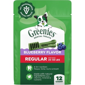 Greenies Regular Dental Dog Treats Flavor, Variety Pack, 36 Count | Veterinarian-recommended, VOHC accepted, Original, Blueberry & Sweet Potato flavors, cleans to gumline, for dogs 25-50 lbs.(Blueberry)